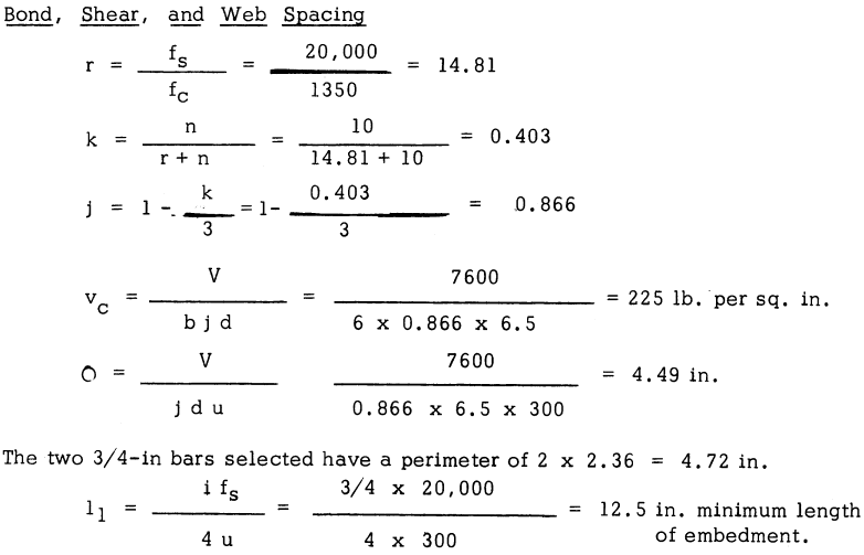 bond shear and web spacing