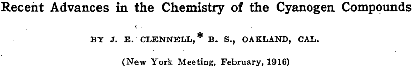 chemistry of the cyanogen compounds