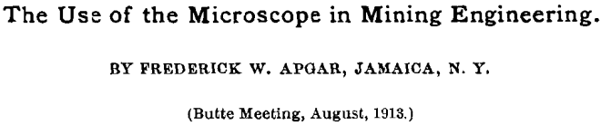 the use of the microscope in mining engineering