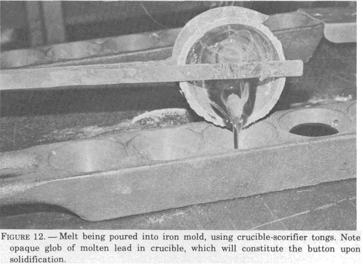 fire-assaying-melt-being-poured-into-iron-mold