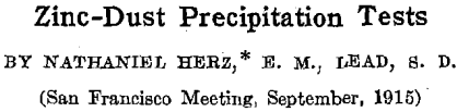 zinc dust precipitation tests