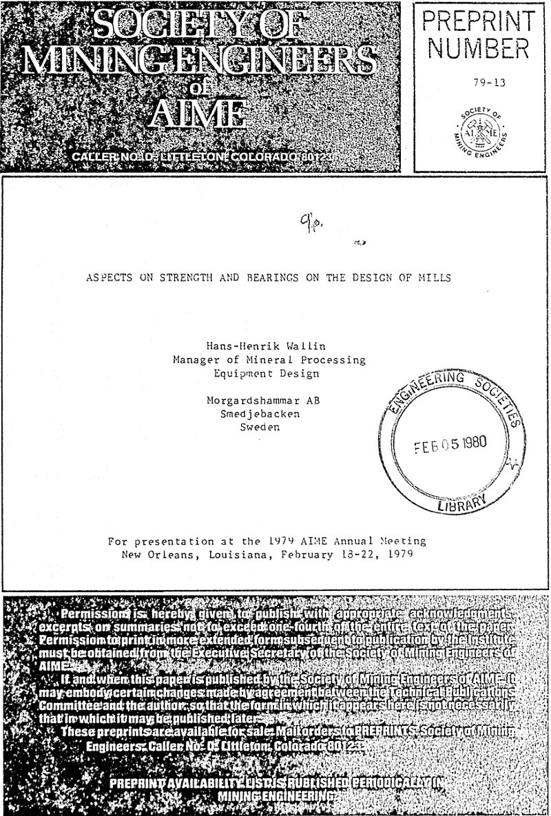 bearings on the design of mills