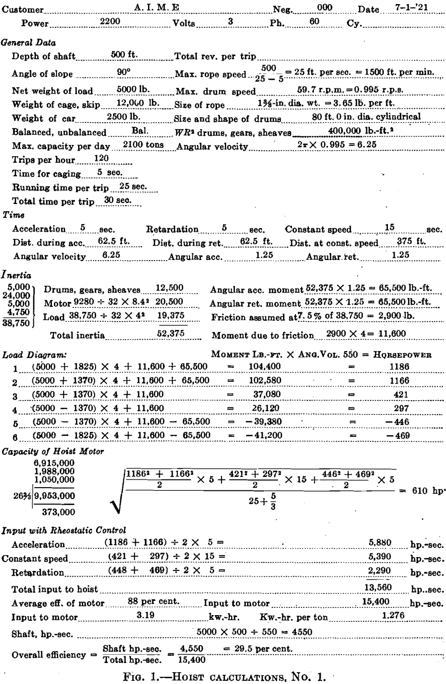 electrical-equipment-mine-hoist-calculation