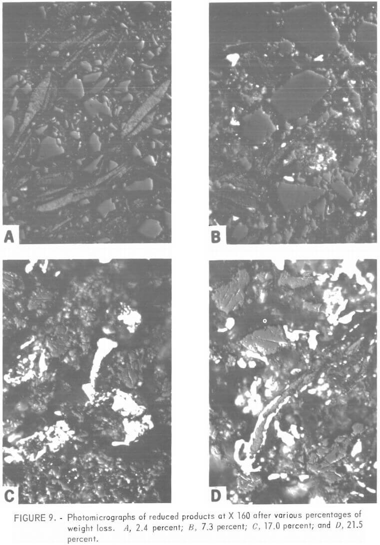 photomicrographs of reduced products