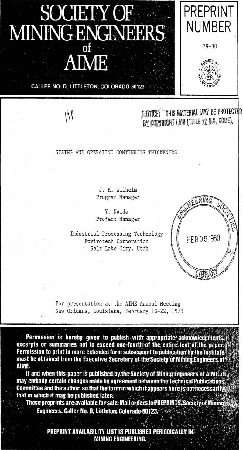 sizing and operating continuous thickeners