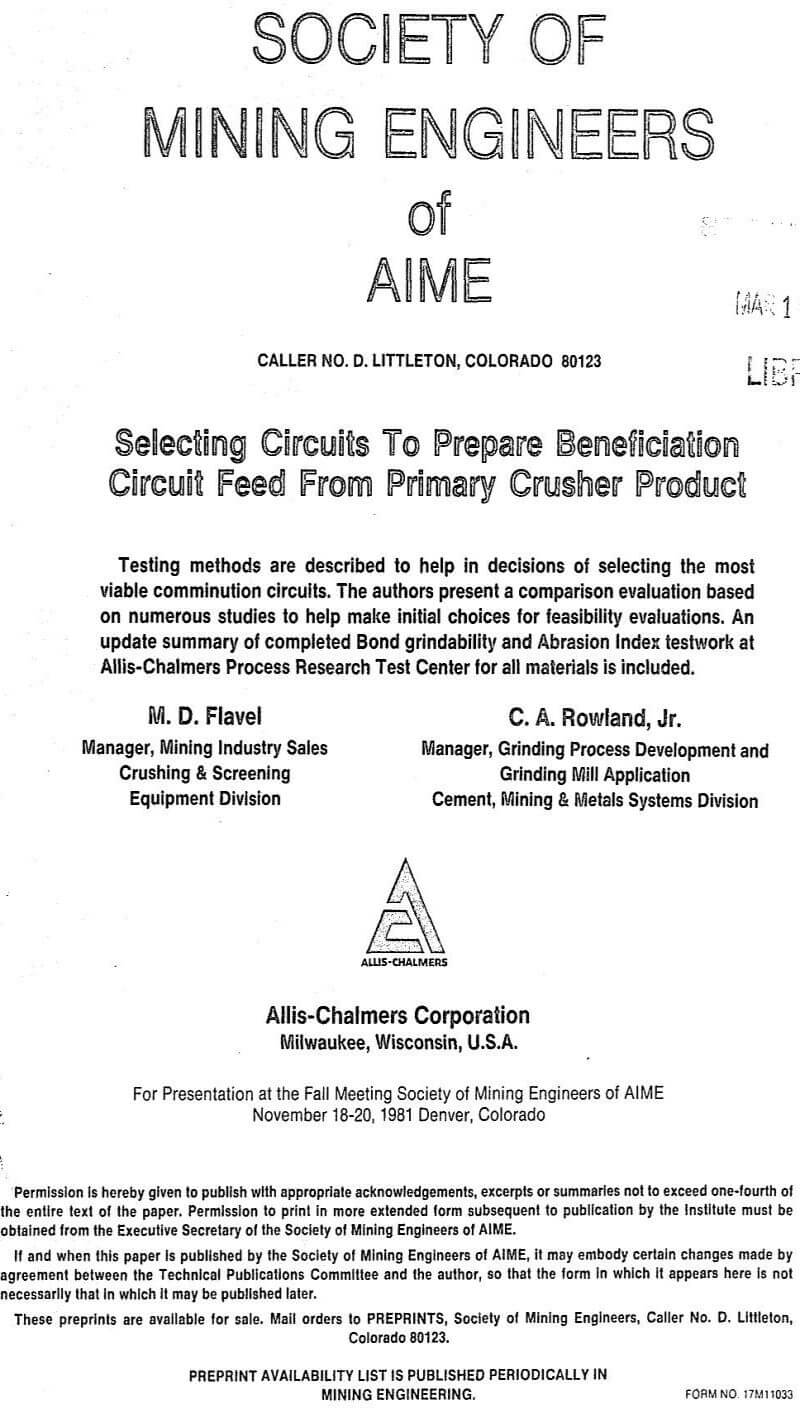 circuit feed from primary crusher