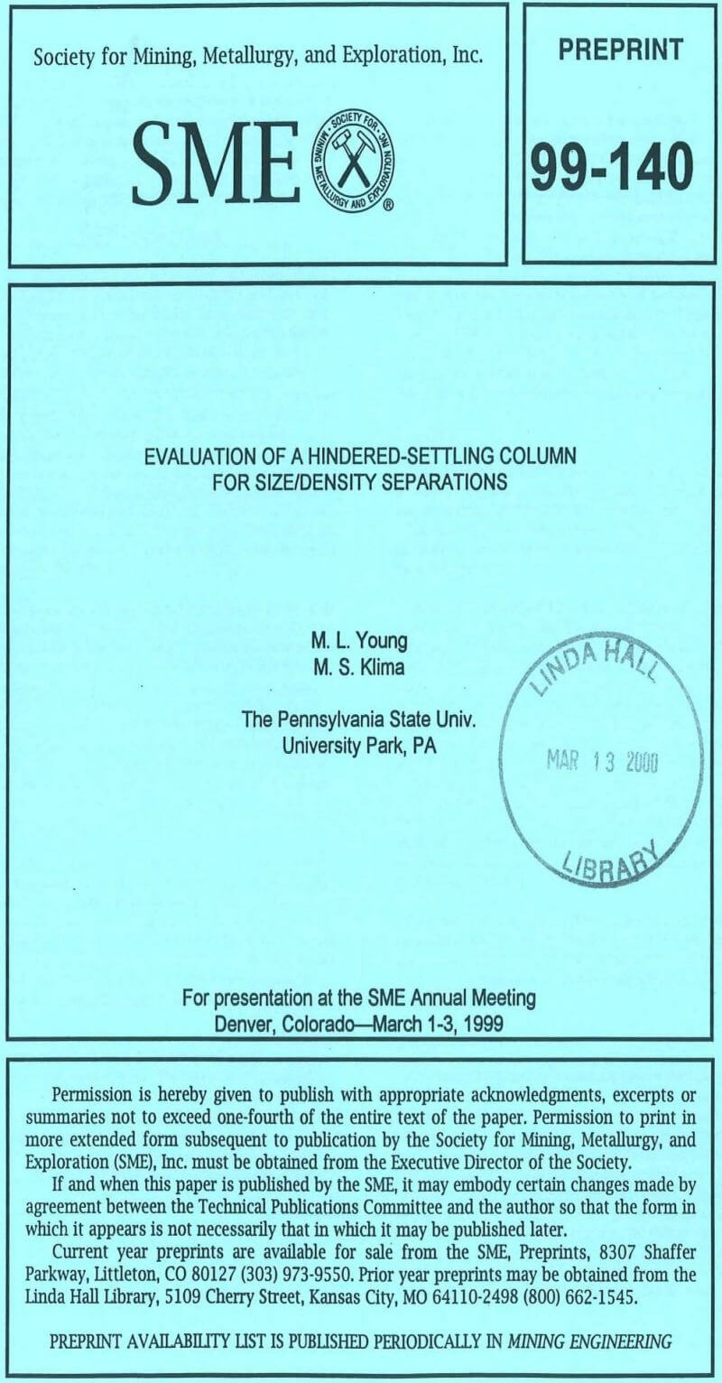 evaluation of a hindered-settling column for sizedensity separations_compressed