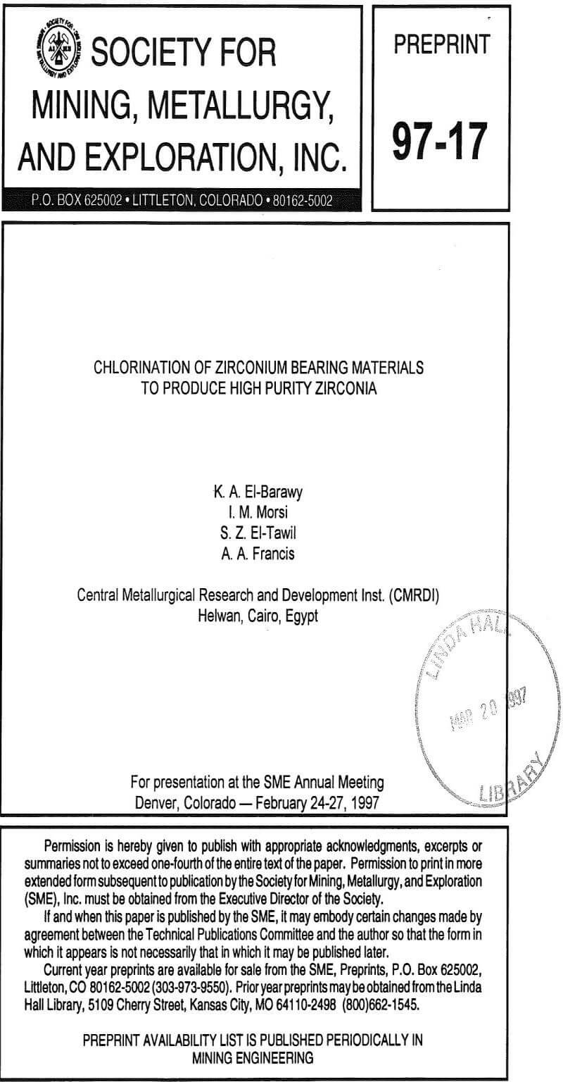 chlorination of zirconium bearing materials to produce high purity zirconia