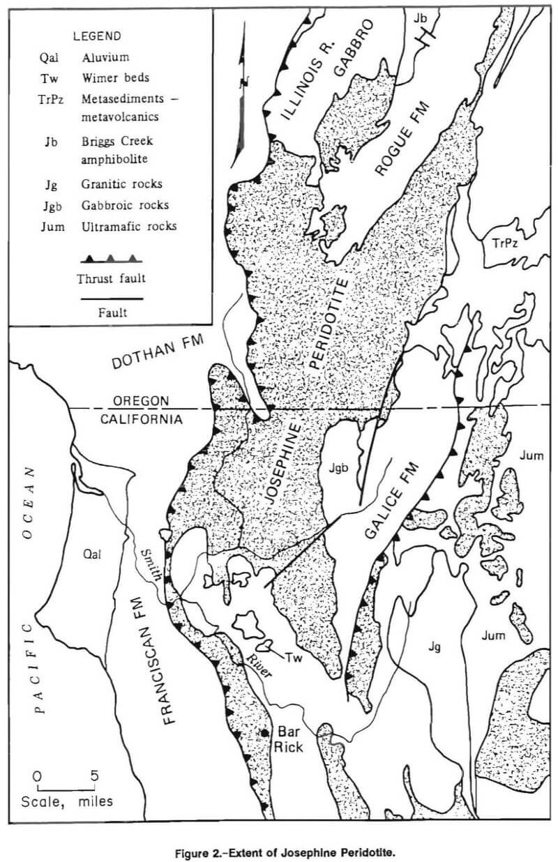 chromite recovery extent of josephine peridotite