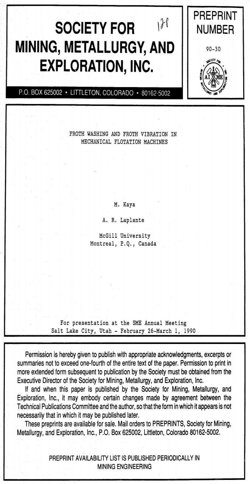 froth washing and froth vibration in mechanical flotation machines