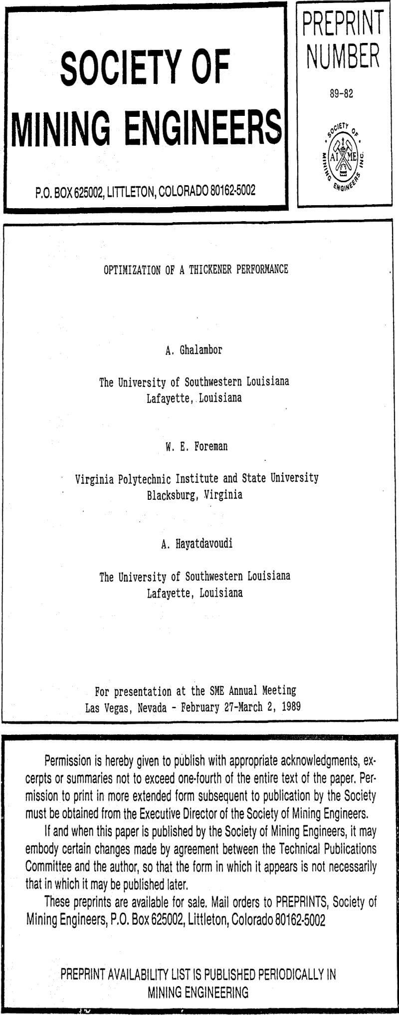 optimization of a thickener performance