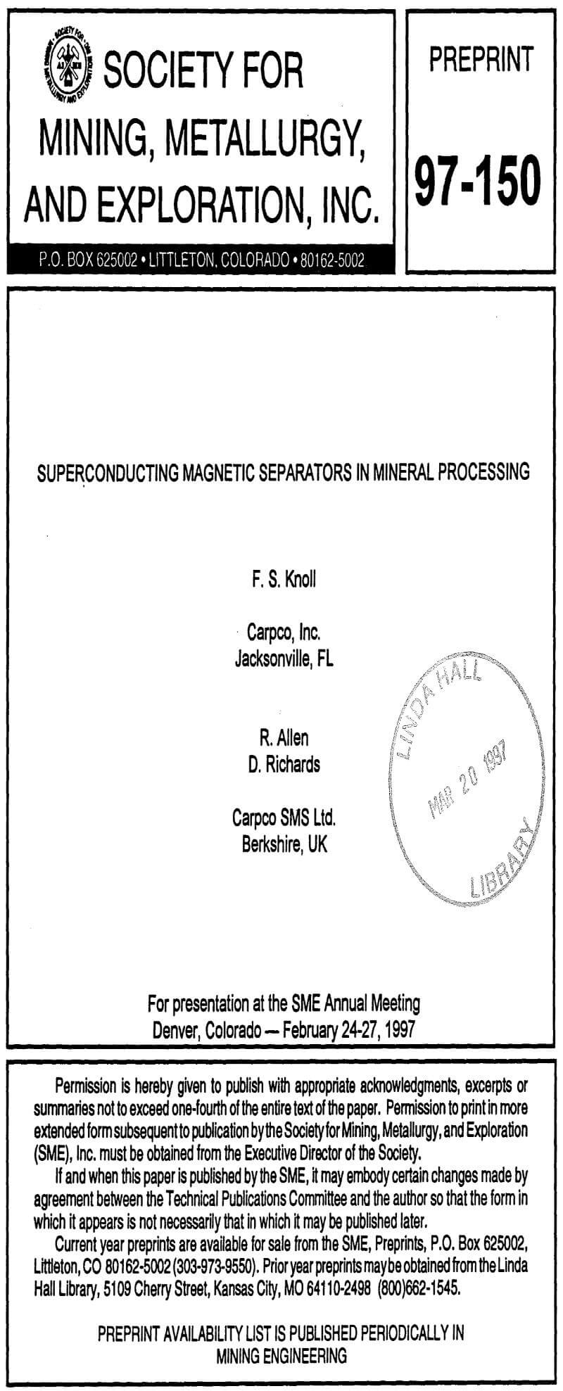 superconducting magnetic separators in mineral processing