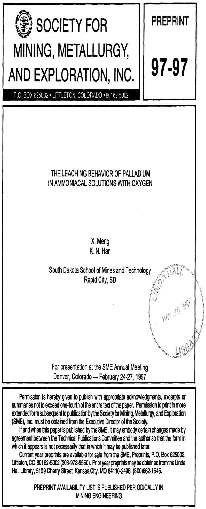 the leaching behavior of palladium in ammoniacal solutions with oxygen