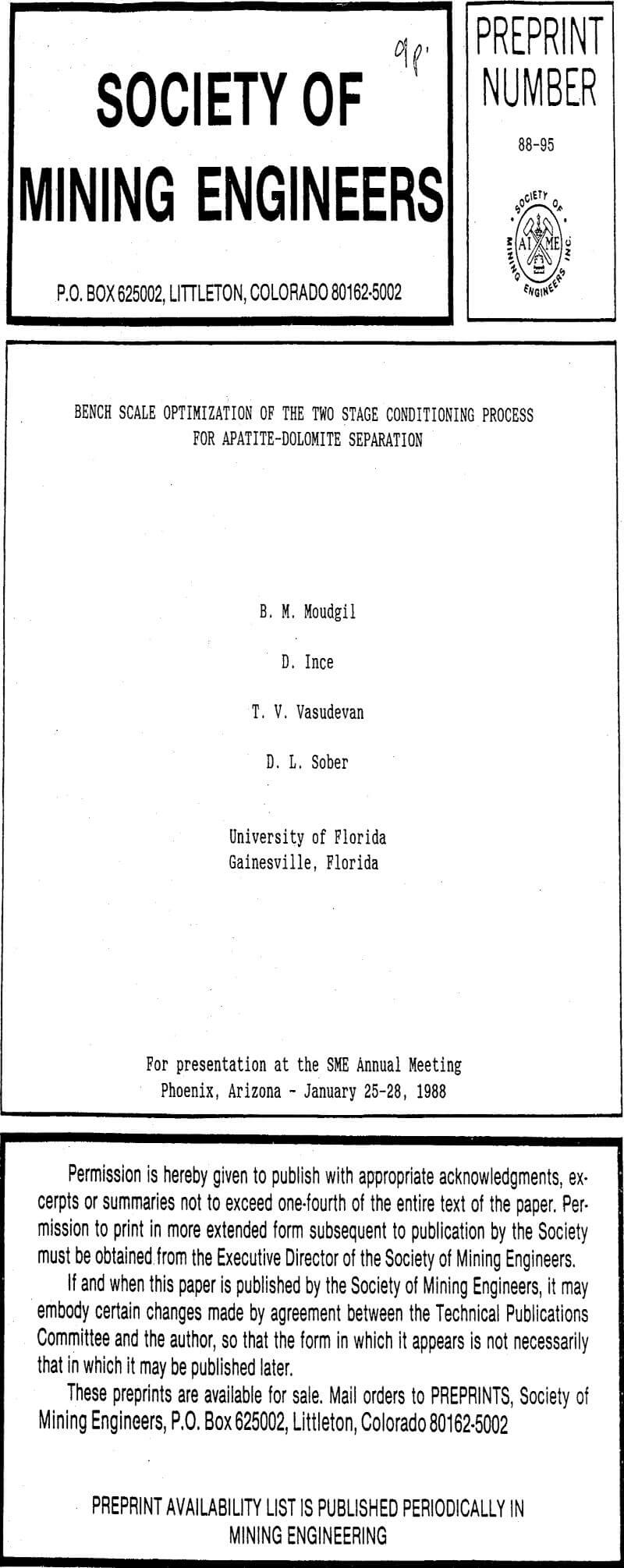 bench scale optimization of the two stage conditioning process for apatite-dolomite separation