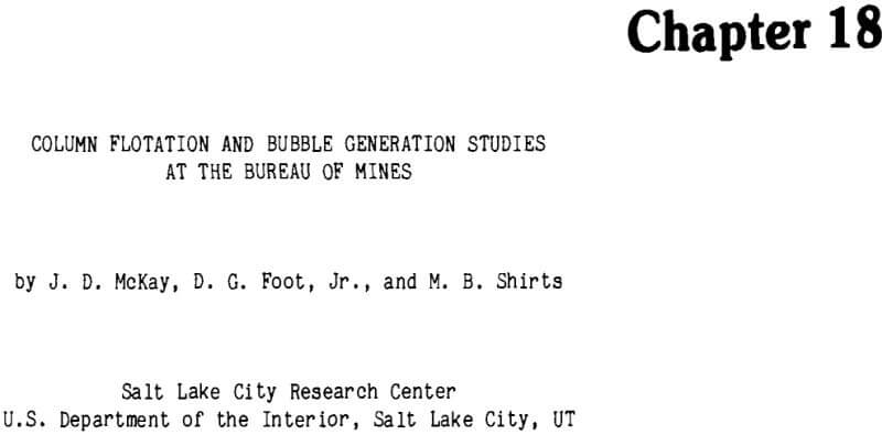 column flotation and bubble generation studies at the bureau of mines