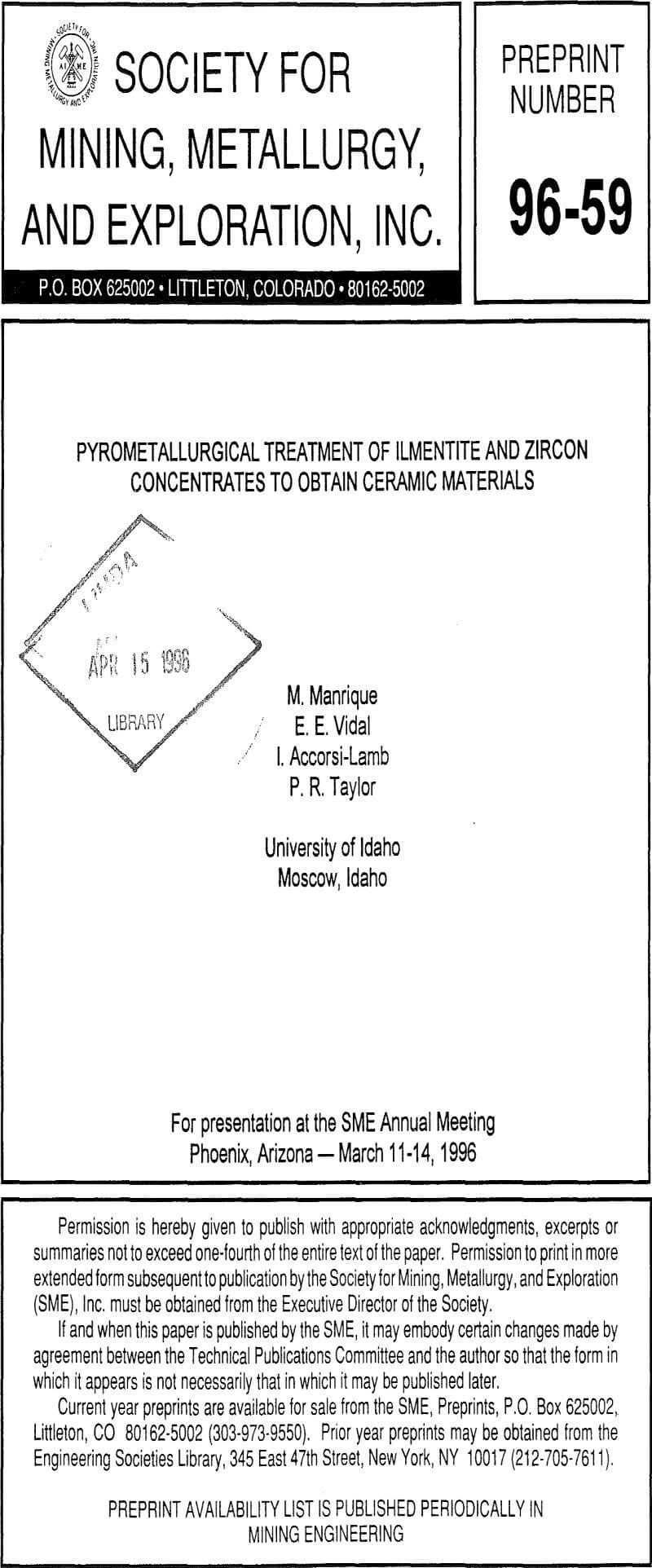 pyrometallurgical treatment of ilmentite and zircon concentrates to obtain ceramic materials