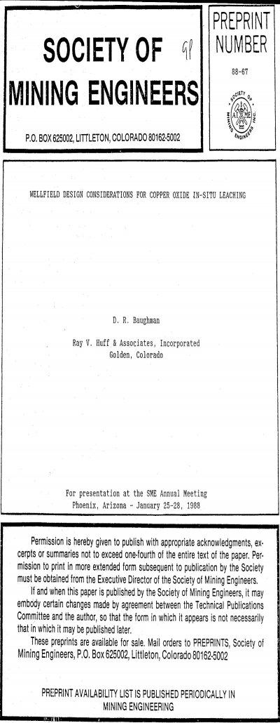 wellfield design considerations for copper oxide in-situ leaching