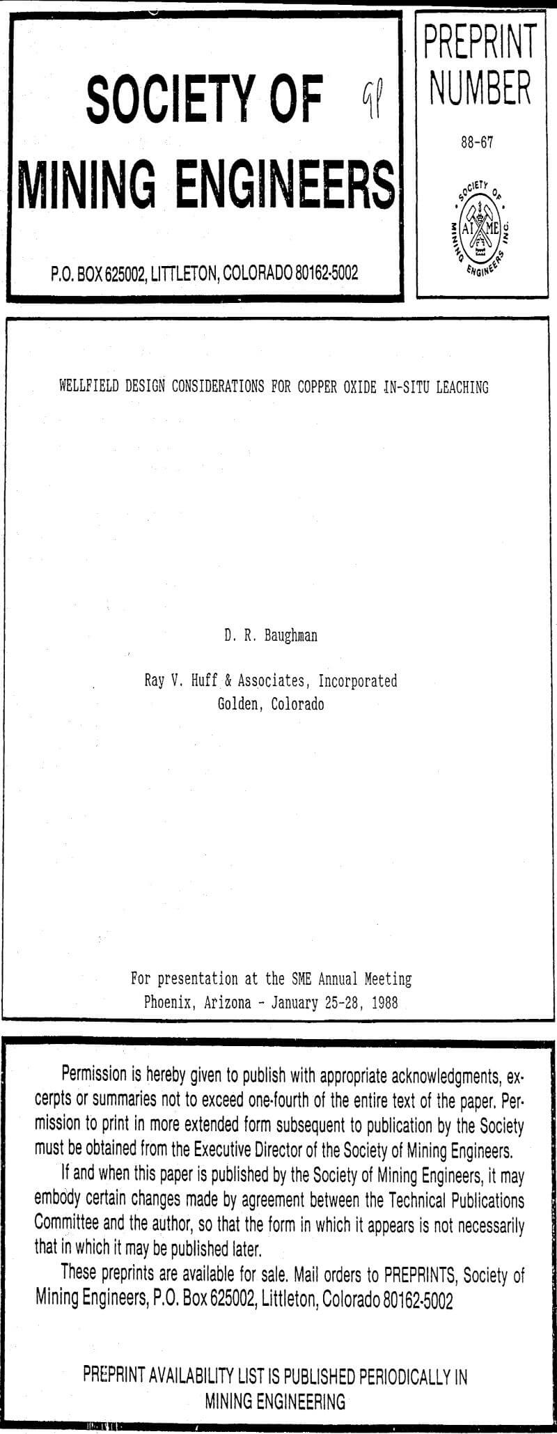 wellfield design considerations for copper oxide in-situ leaching