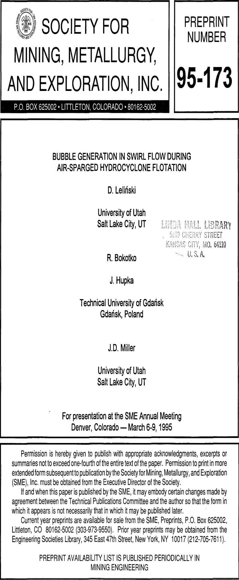 bubble generation in swirl flow during air-sparged hydrocyclone flotation