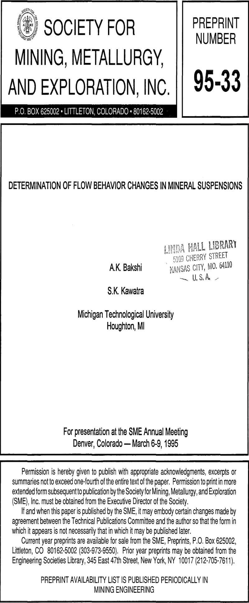 determination of flow behavior changes in mineral suspensions