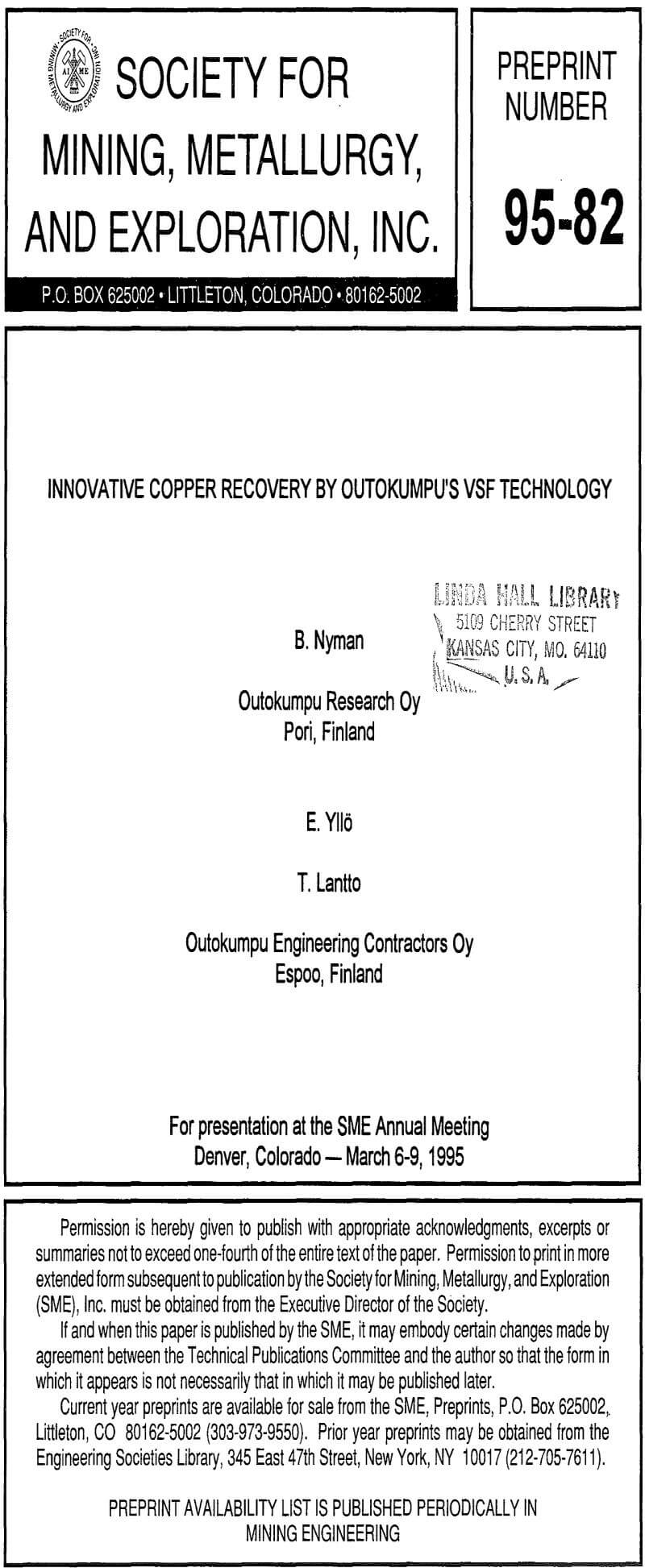 innovative copper recovery by outokumpu's vsf technology