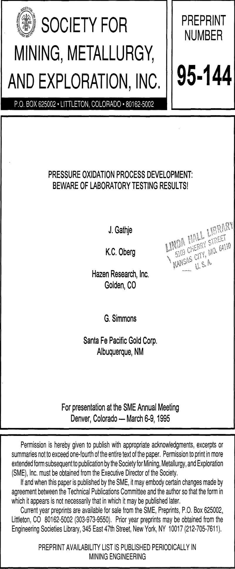 pressure oxidation process development beware of laboratory testing results