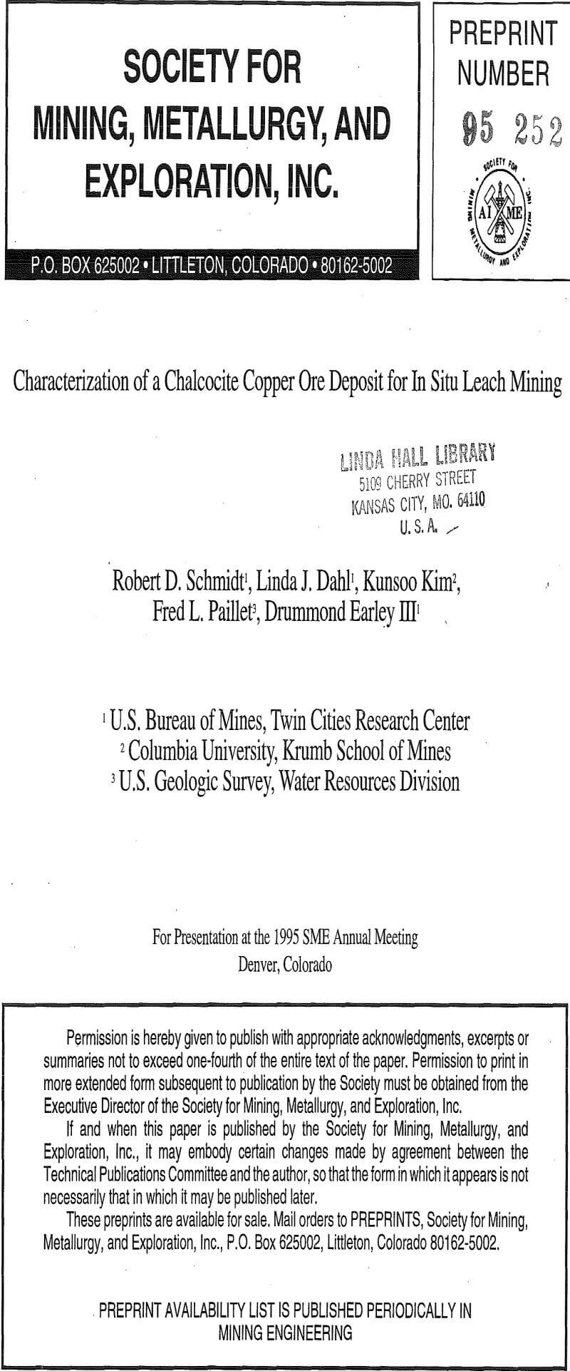 characterization of a chalcocite copper ore deposit for in situ leach mining