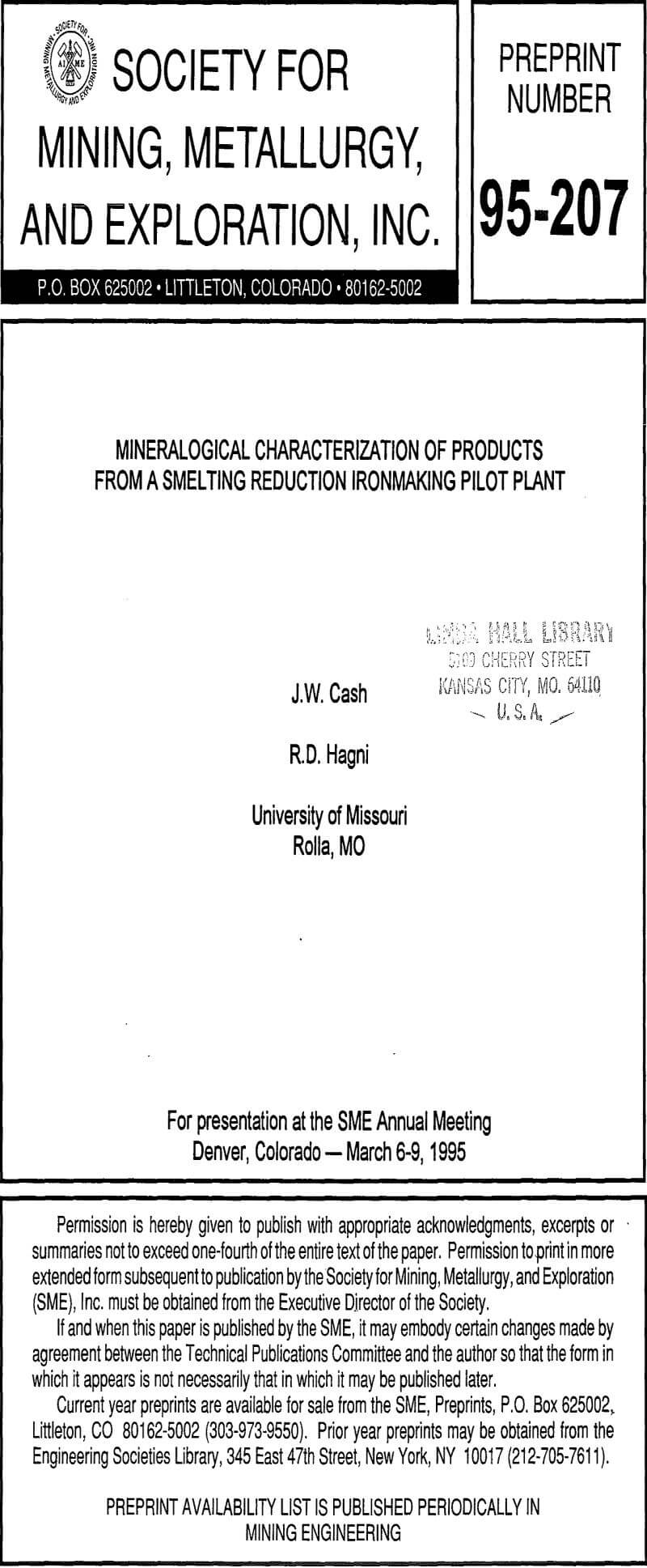 mineralogical characterization of products from a smelting reduction ironmaking pilot plant