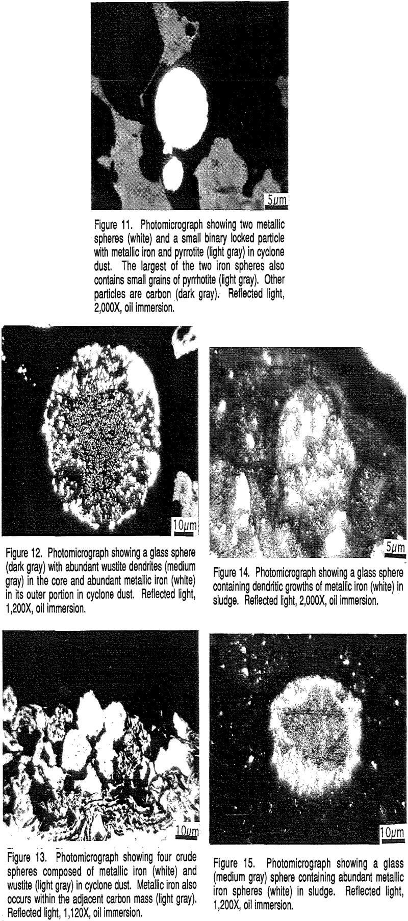 smelting photomicrograph showing two metallic sphere