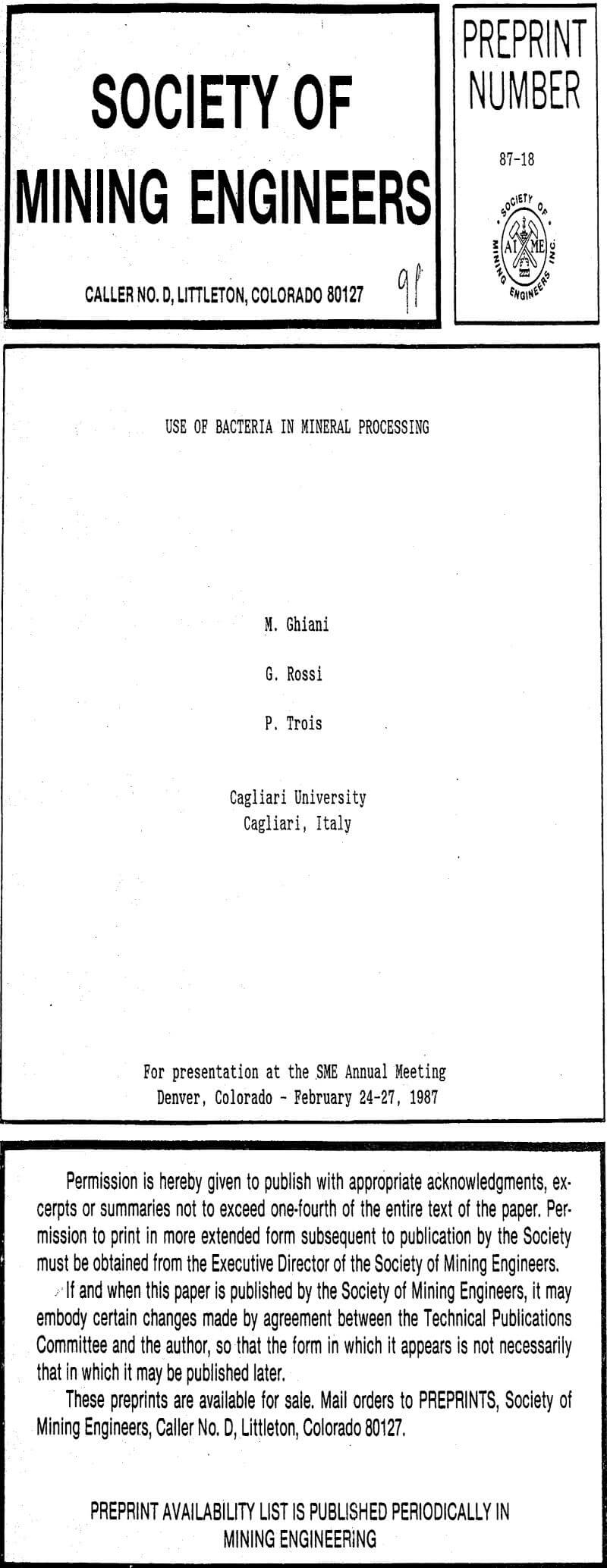 use of bacteria in mineral processing