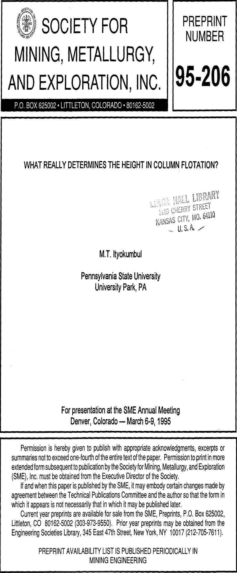 what really determines the height in column flotation