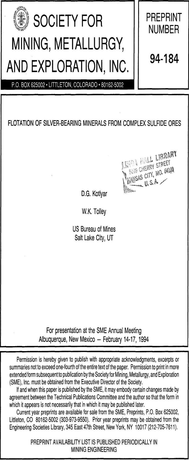 flotation of silver-bearing minerals from complex sulfide ores