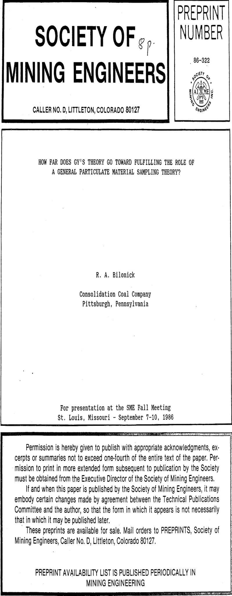 how far does gy's theory go toward fulfilling the role of a general particulate material sampling theory