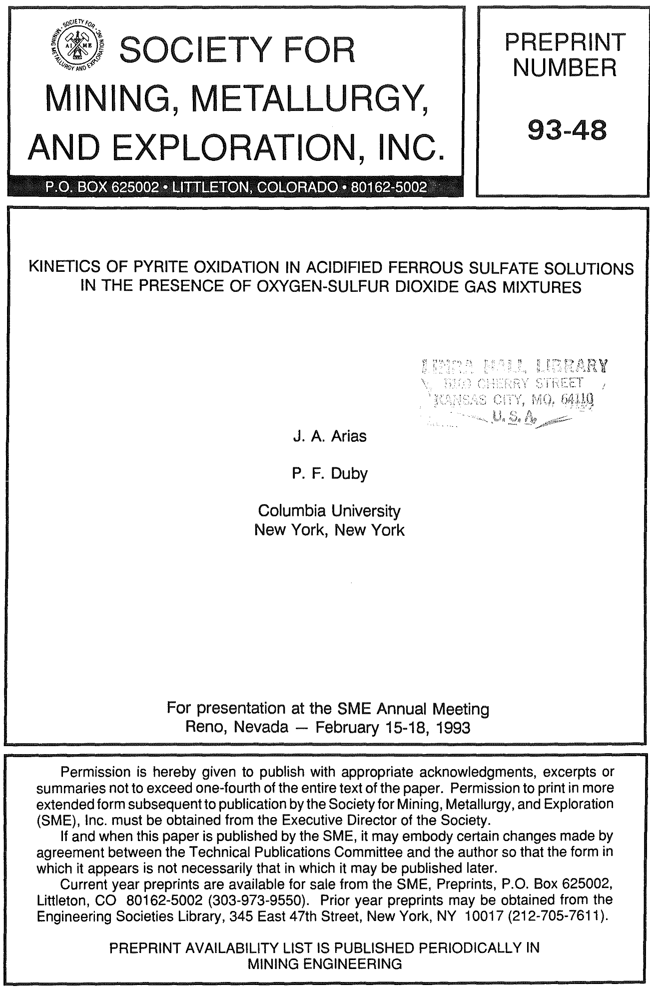 kinetics of pyrite oxidation in acidified ferrous sulfate solutions in the presence of oxygen-sulfur dioxide gas mixtures