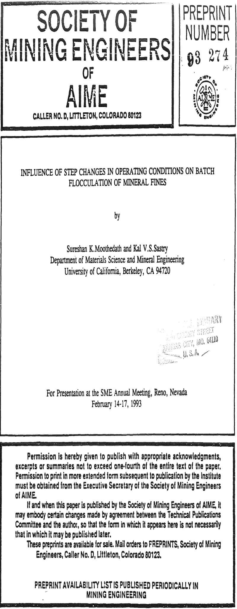 influence of step changes in operating conditions on batch flocculation of mineral fines