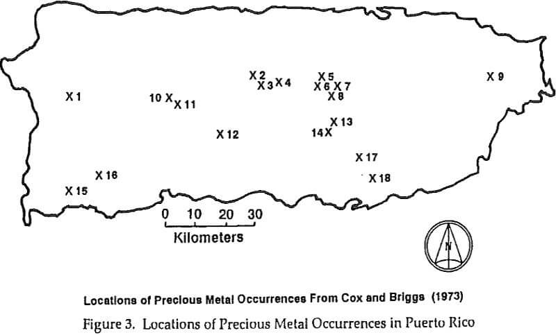 precious metal location of occurrences in puerto rico