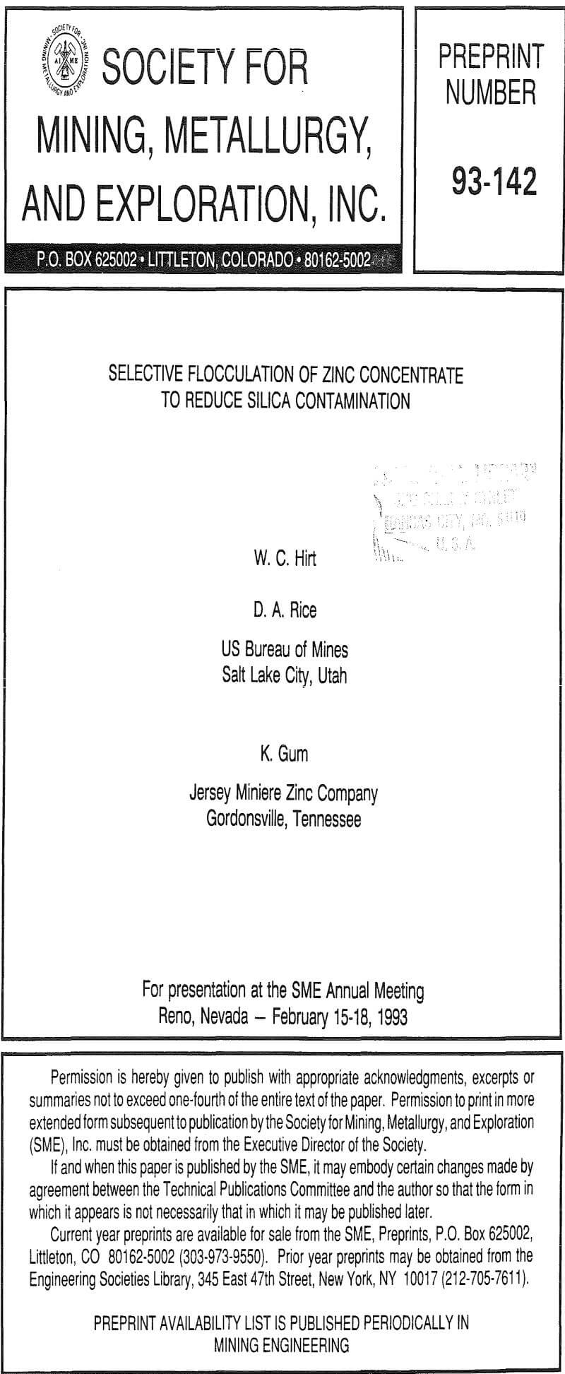 selective flocculation of zinc concentrate to reduce silica contamination