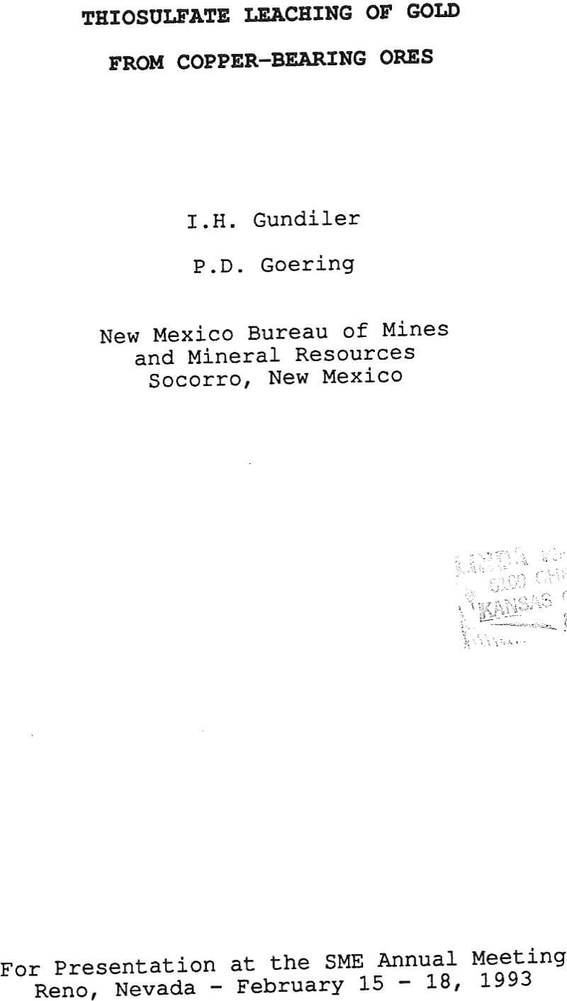 thiosulfate leaching of gold from copper-bearing ores