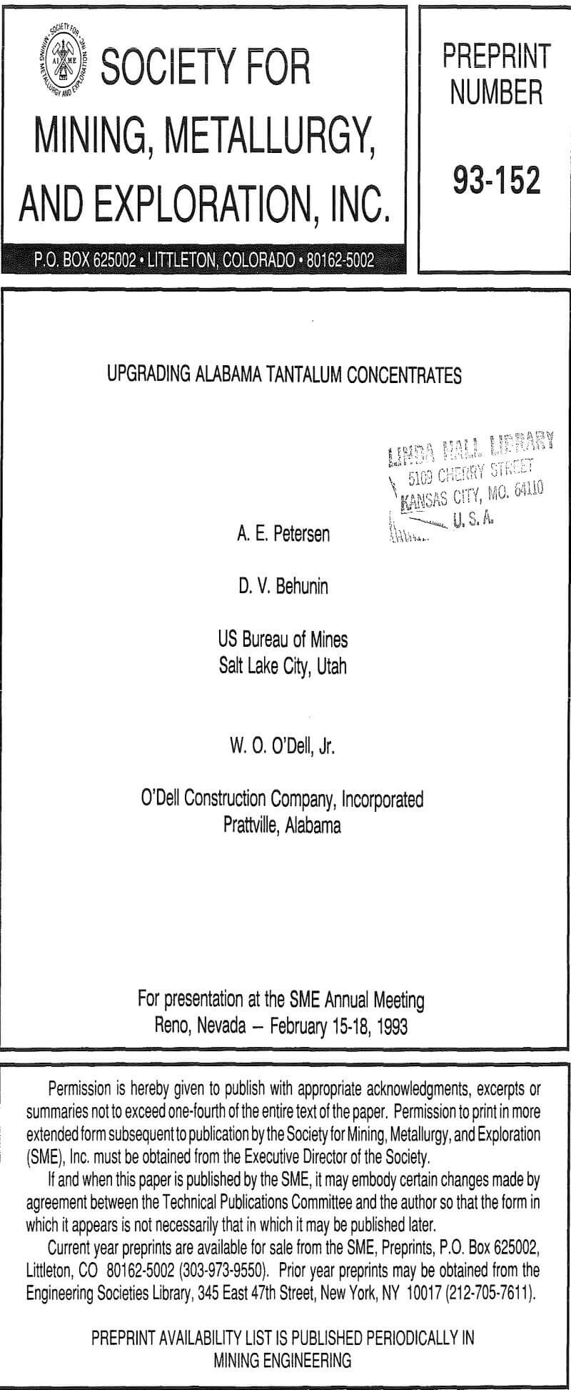 upgrading alabama tantalum concentrates