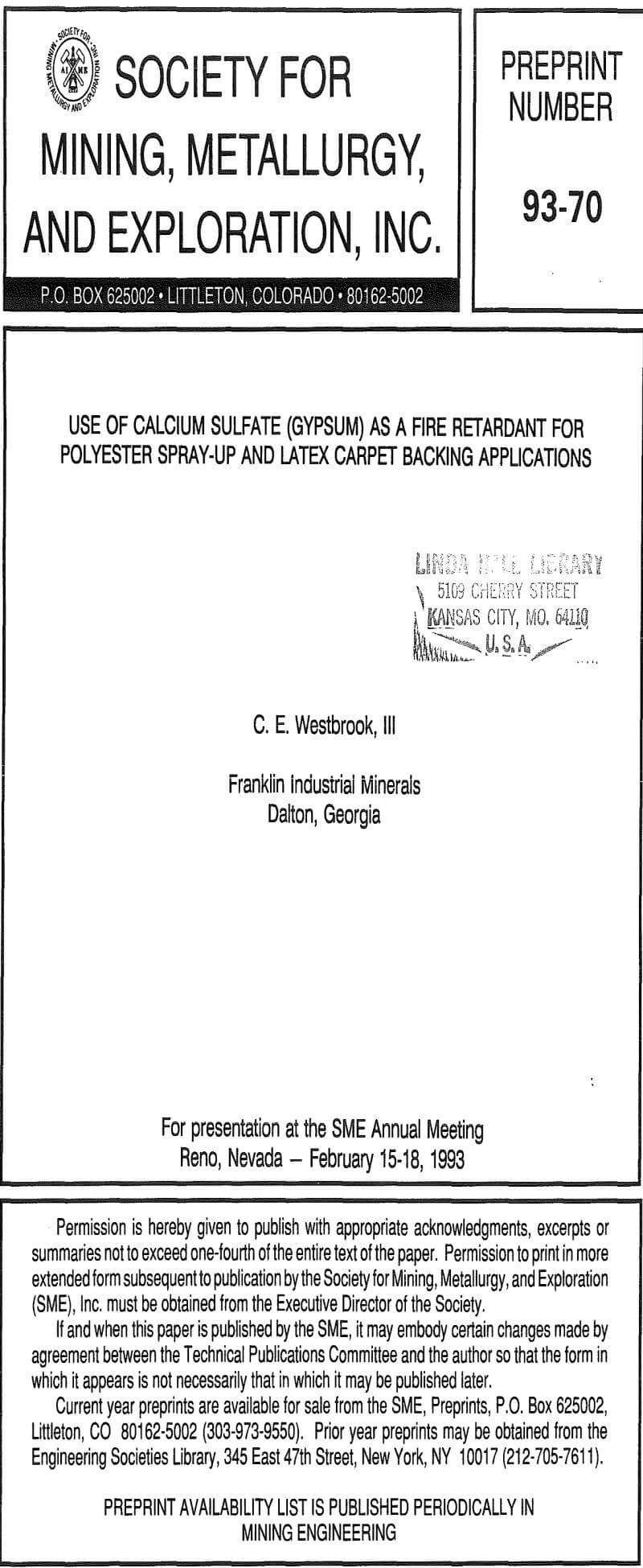 use of calcium sulfate gypsum as a fire retardant for polyester spray-up and latex carpet backing applications