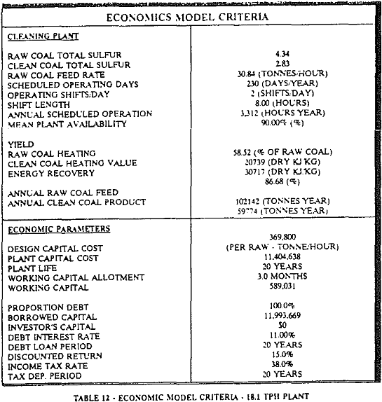 froth flotation economic model criteria