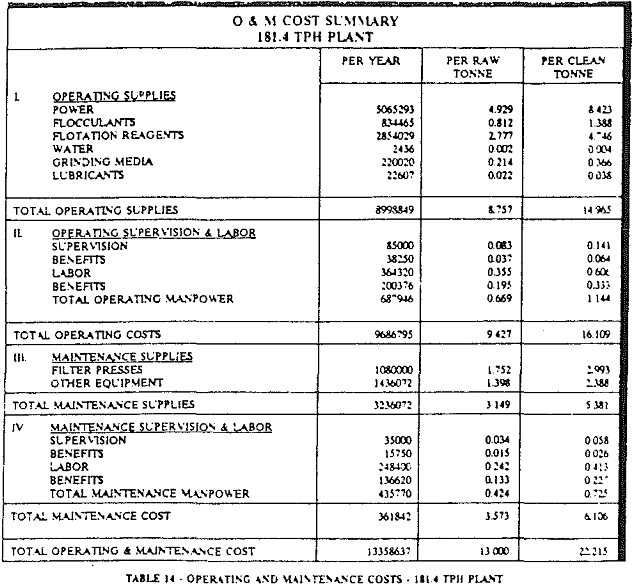 froth-flotation-operating-cost