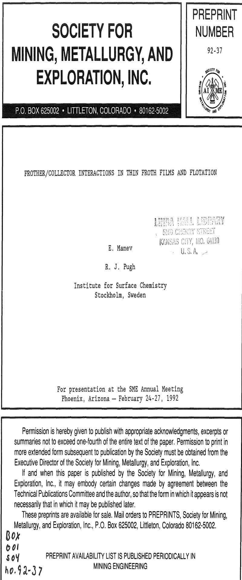 frother collector interactions in thin froth films and flotation