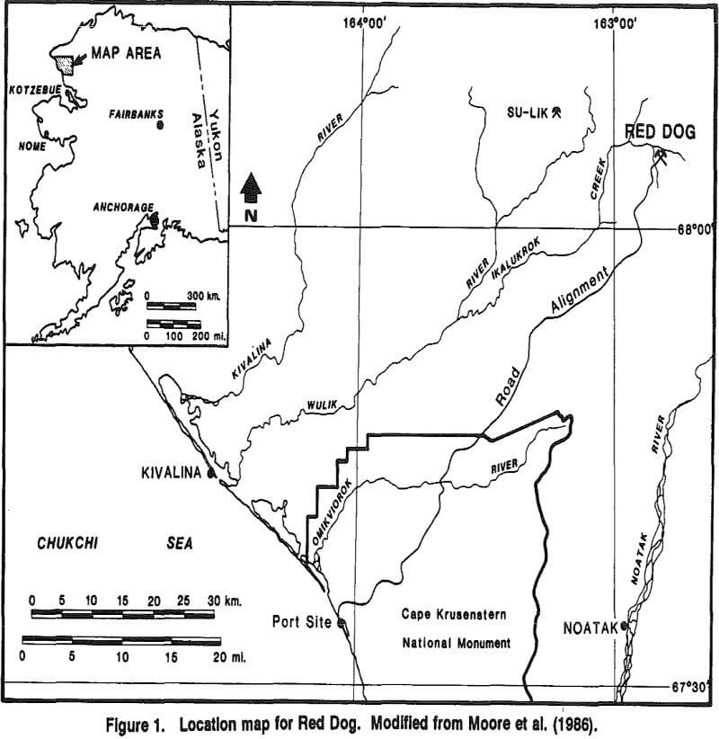 geology location map for red dog