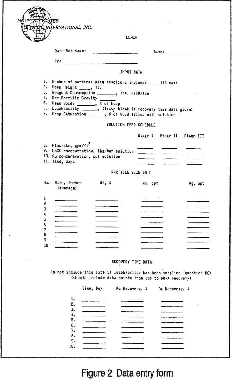 heap-leaching data entry form