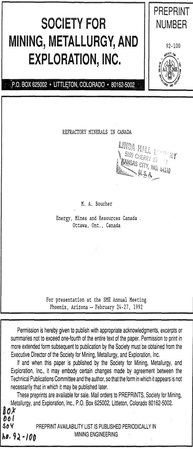 refractory mineral in canada