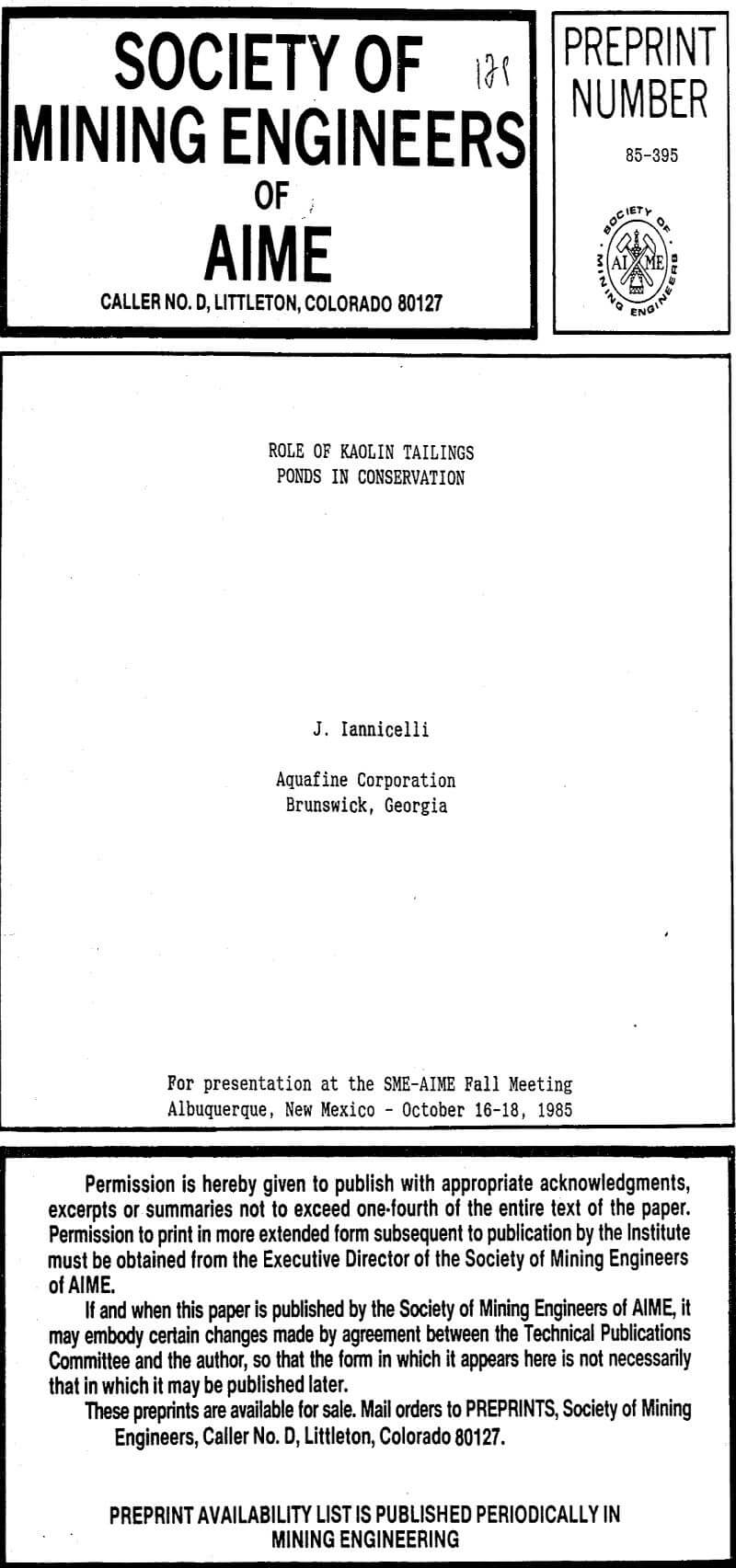 role of kaolin tailings ponds in conservation