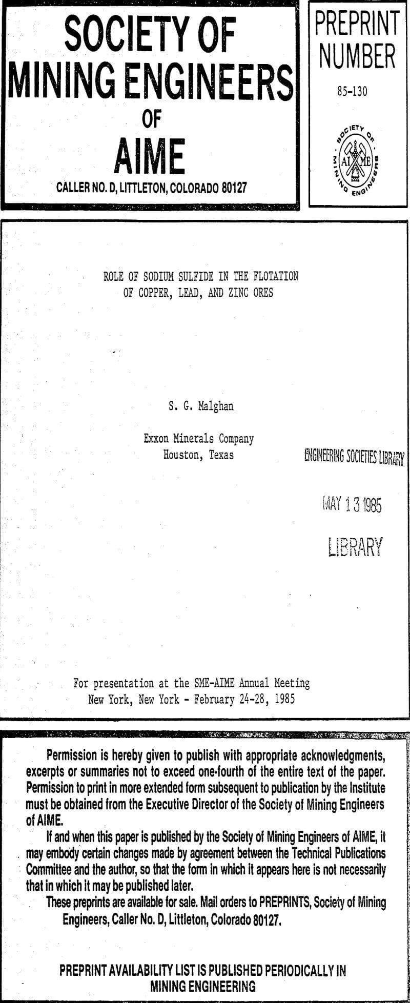 role of sodium sulfide in the flotation of copper lead and zinc ores