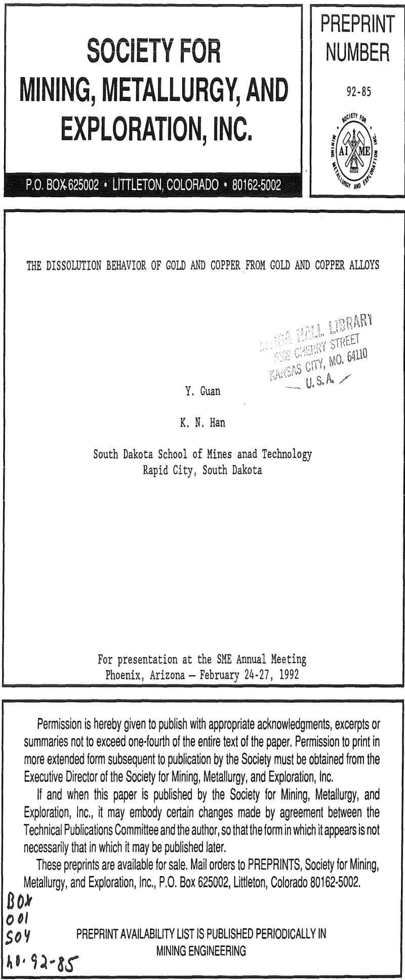 the dissolution behavior of gold and copper from gold and copper alloys