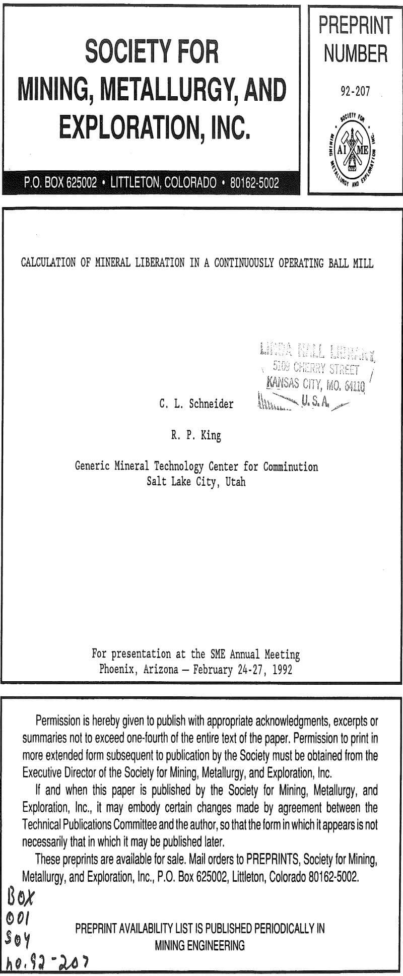 calculation of mineral liberation in a continuously operating ball mill